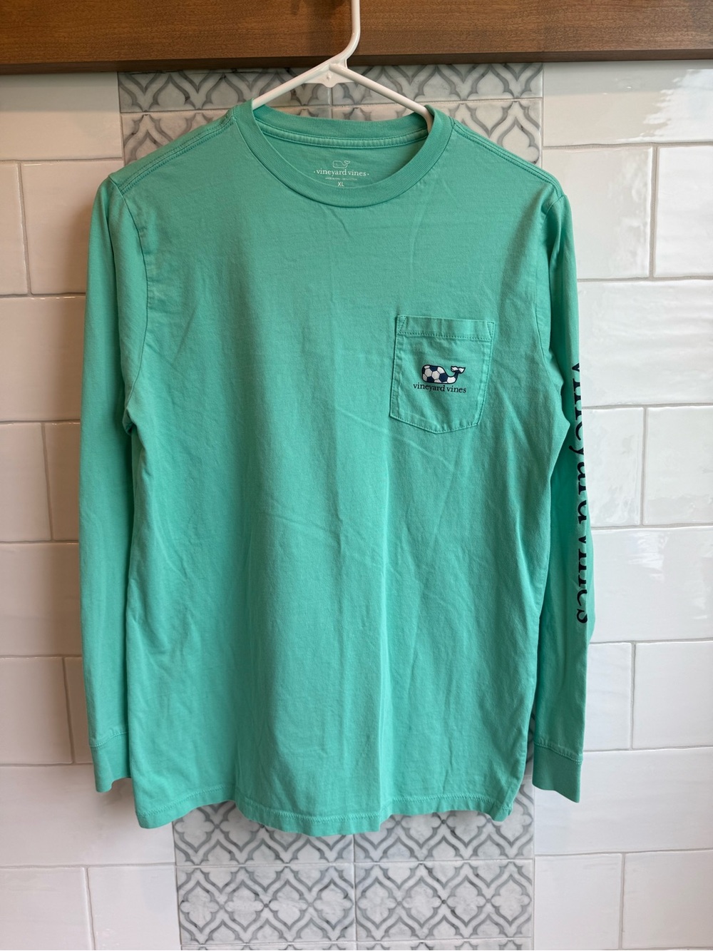 Vineyard Vines Long Sleeve Pocket Tee - Seafoam Green